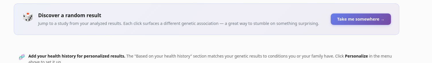 The "Discover a random result" card in Explore